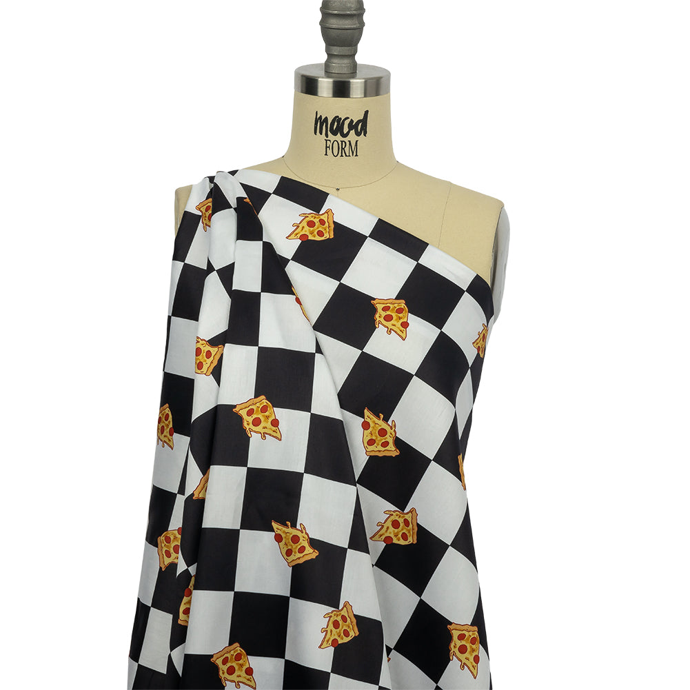Mercerized Organic Egyptian Cotton Shirting - Black, White and Yellow Pizza Check - Ravello Collection - Joann Fabrics