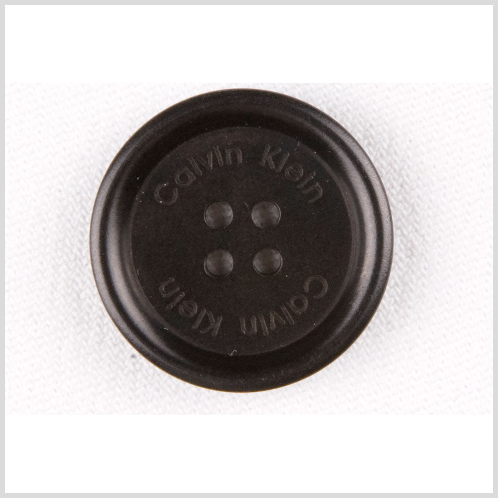Plastic 4-Hole Button by Calvin Klein - 32L/20mm - Black Designer Logo Rolled Rim - Joann Fabrics