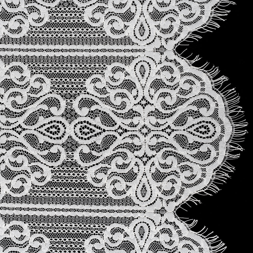 Corded Lace with Fringed and Scalloped Edges - Ivory Vine Stripes - Joann Fabrics