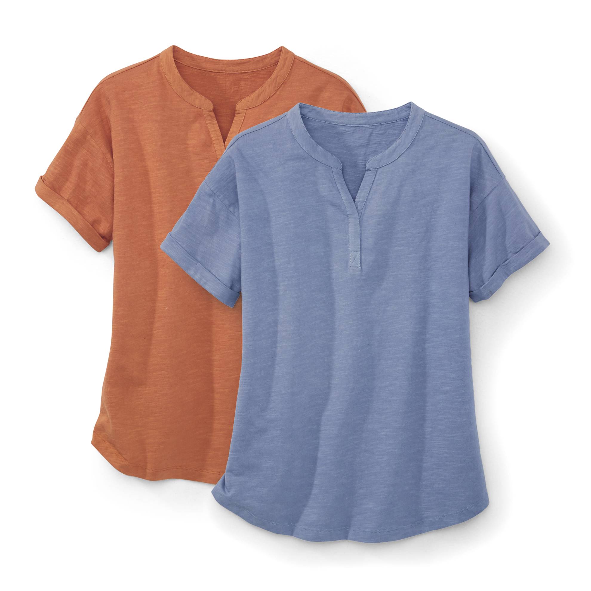 Split Neck Cap Sleeve Henley - Northstyle Catalog
