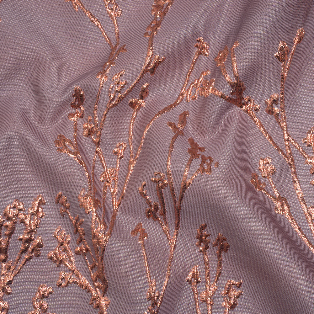 Metallic Brocade - Mauve and Pink Flowering Branches - Joann Fabrics