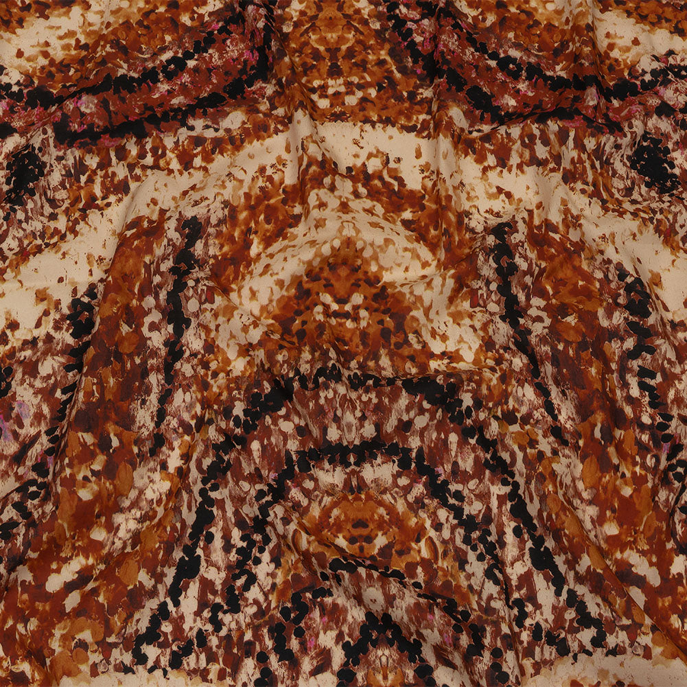 Cotton Voile - Beige and Orange Abstract - Summit Sketches Print - Mood Exclusive Rockland Collection - Joann Fabrics