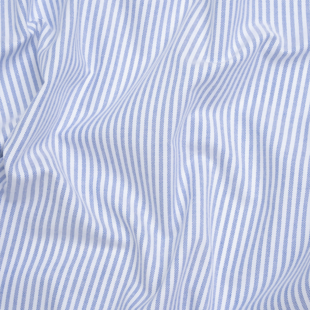 Cotton Oxford Shirting - Strong Blue and White Candy Stripes - Deadstock - Joann Fabrics