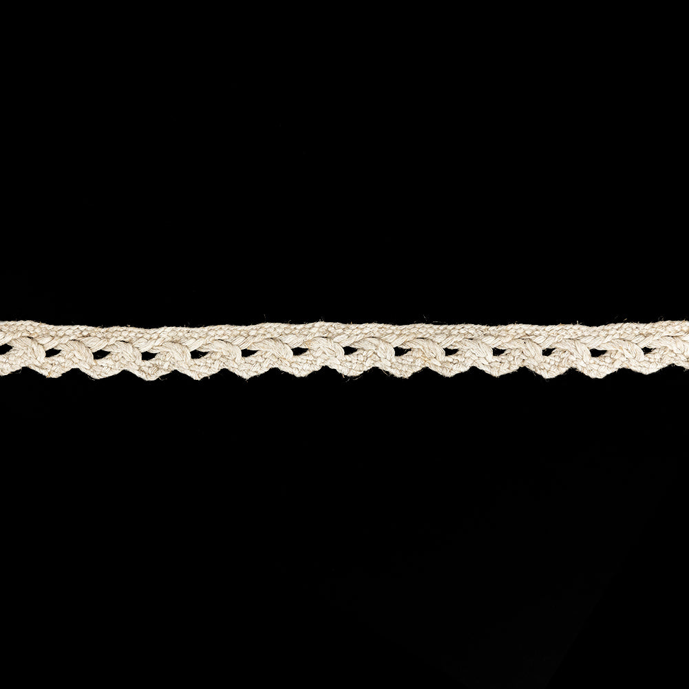 Lustrous Natural Braided Trim with Fuzzy Fibers and Scalloped Edge - 1