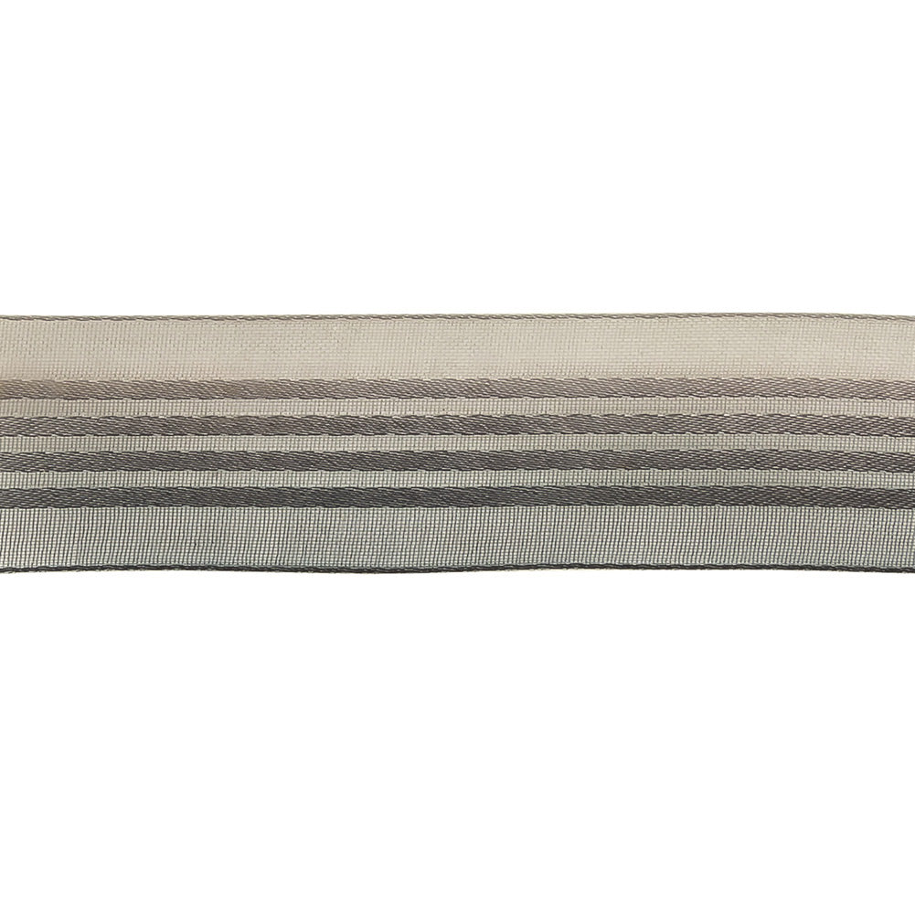 Gray Ombre Sheer Ribbon with Satin Stripes - 0.875