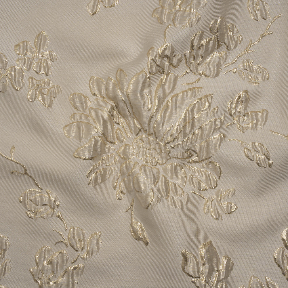 Metallic Brocade - Beige and Gold Blossoming Stems - Joann Fabrics