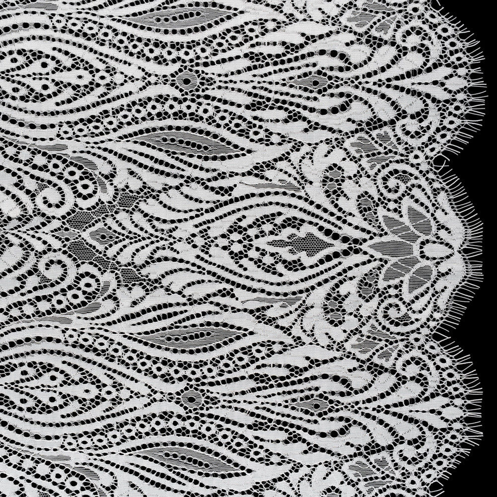 Raschel Lace with Scalloped Finished Edges - White Abstracted Floral - Joann Fabrics
