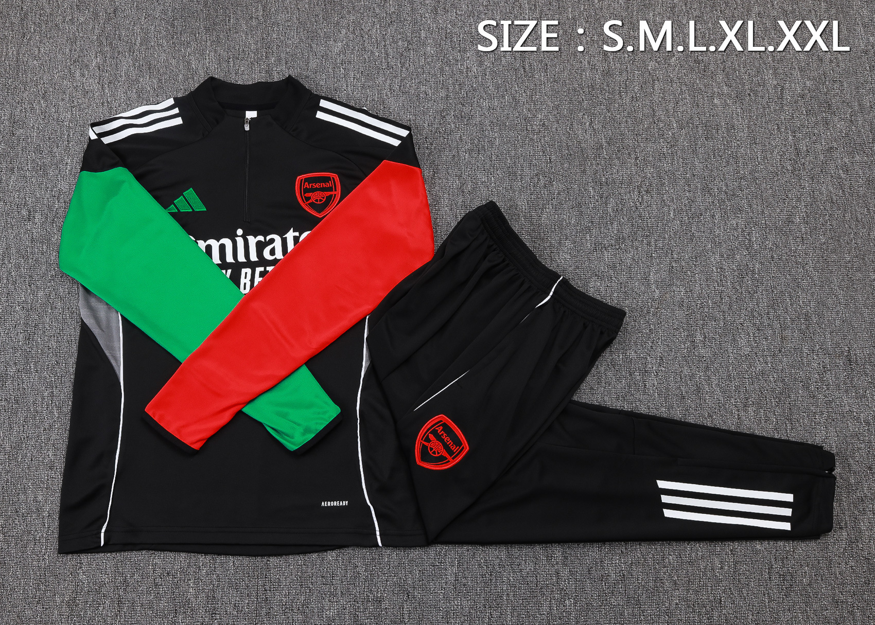 2025/2026 Arsenal Half-Pull Training Suit Black Football Shirt 1:1 Thai Quality Set 01