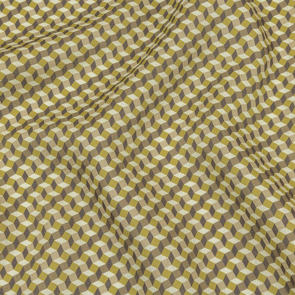 Olive, Brown and Beige Diamond Illusion Medium Weight Linen Woven - Joann Fabrics