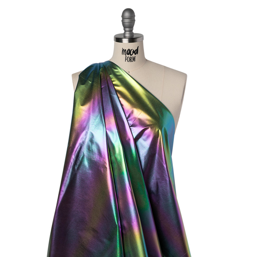 Metallic Lame Jacketing - Rainbow Ombre Stripe on Black - Inez Collection - Joann Fabrics
