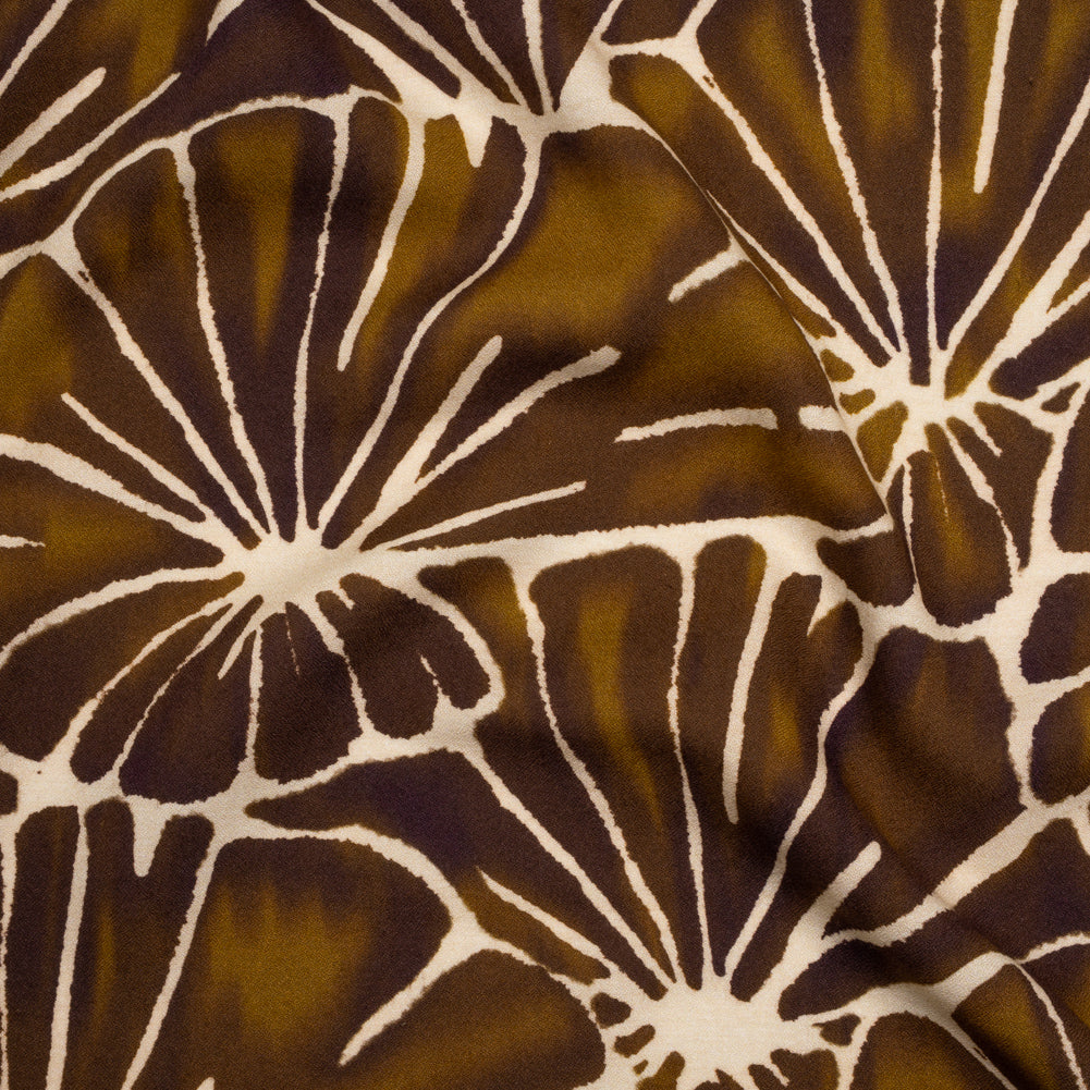 Viscose Crepe - Brown, Tan and Cream Floral Blocks - Mood Exclusive Pixel Petals Print - Joann Fabrics