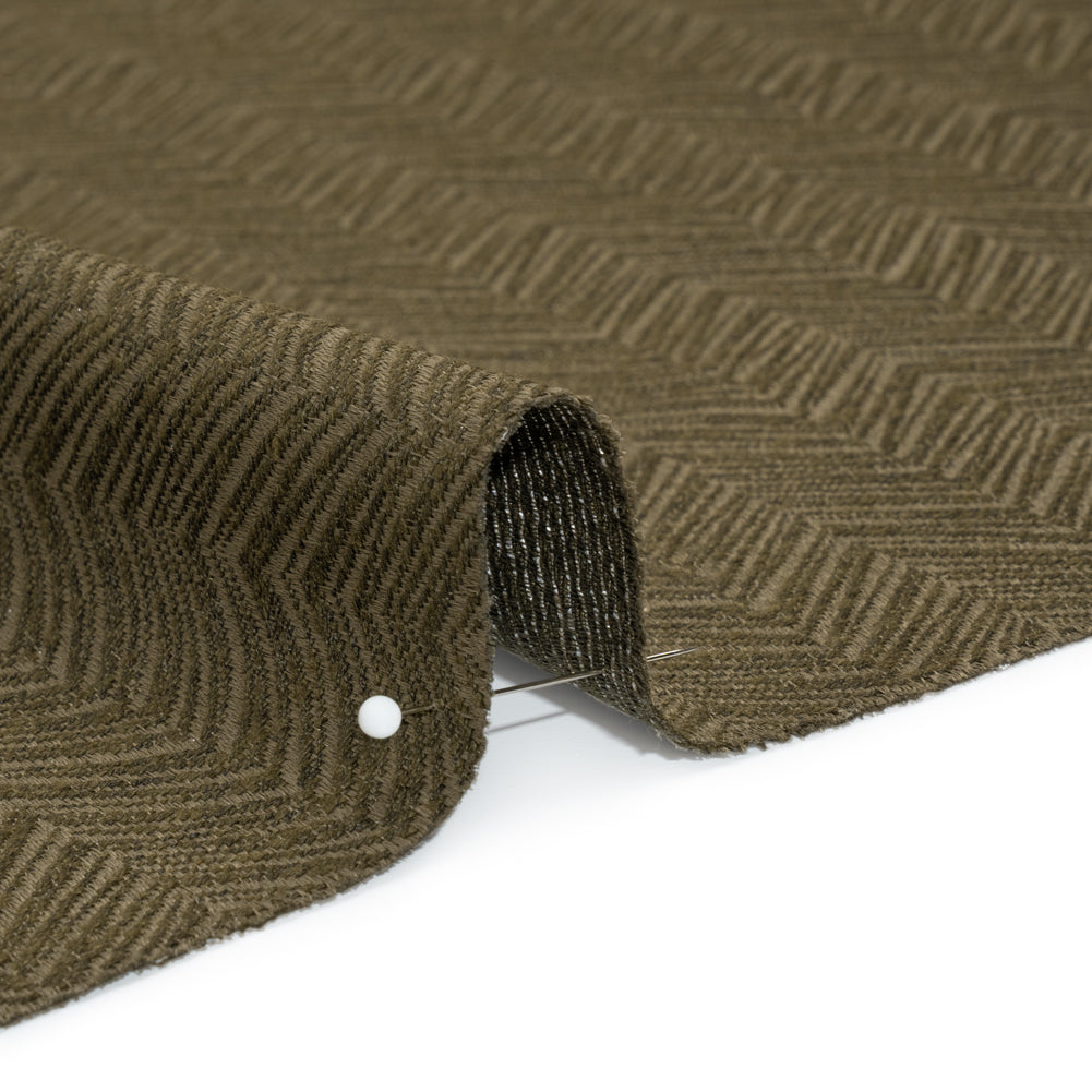 Herringbone Chevrons Recycled Polyester and Cotton Drapery Jacquard - Olive - British Imported - Joann Fabrics