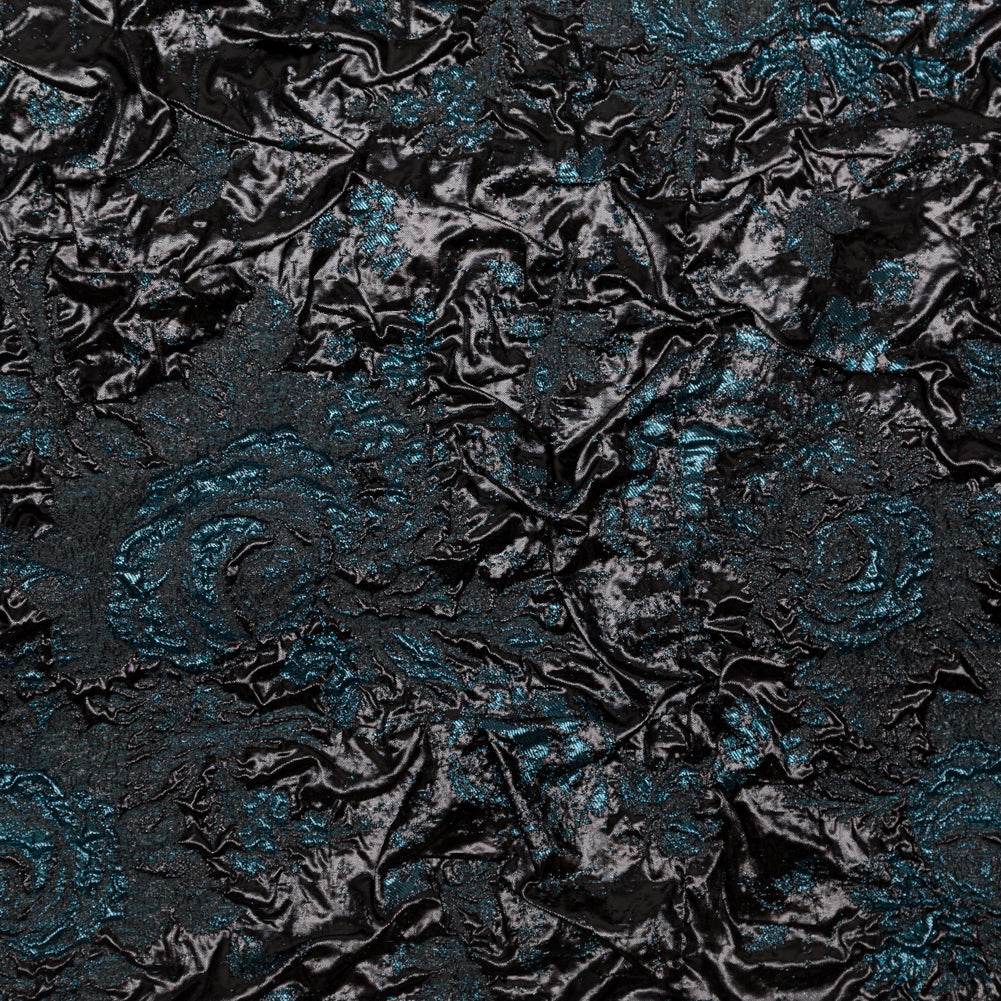 Metallic Gibraltar Sea and Black Floral Luxury Double Layer Organza Brocade - Joann Fabrics