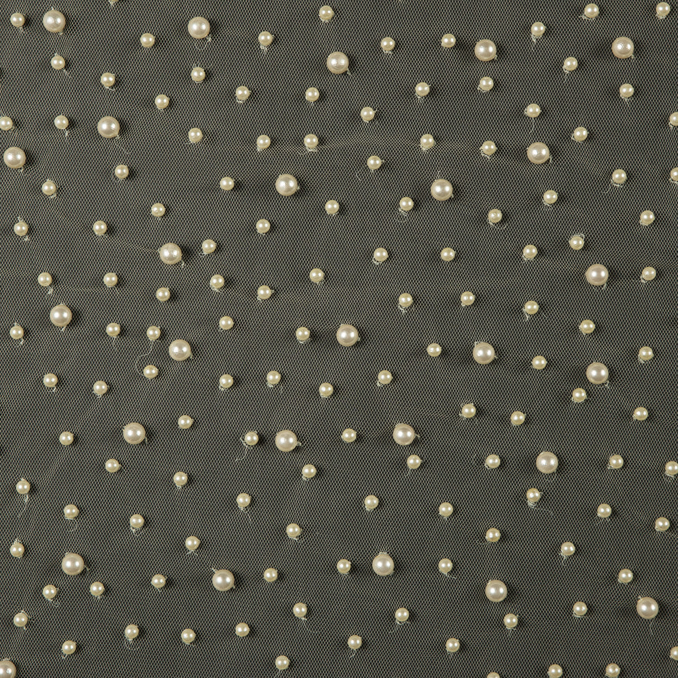 Mesh Lace with Pearl Beads - Pale Yellow - Joann Fabrics