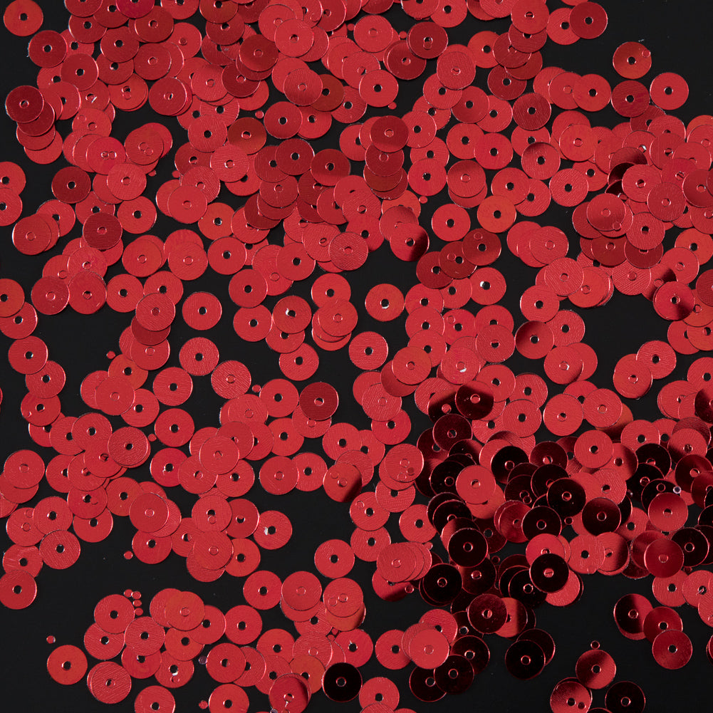 Bag of Red Color Loose Sequins with Silver Back - 6mm - Joann Fabrics