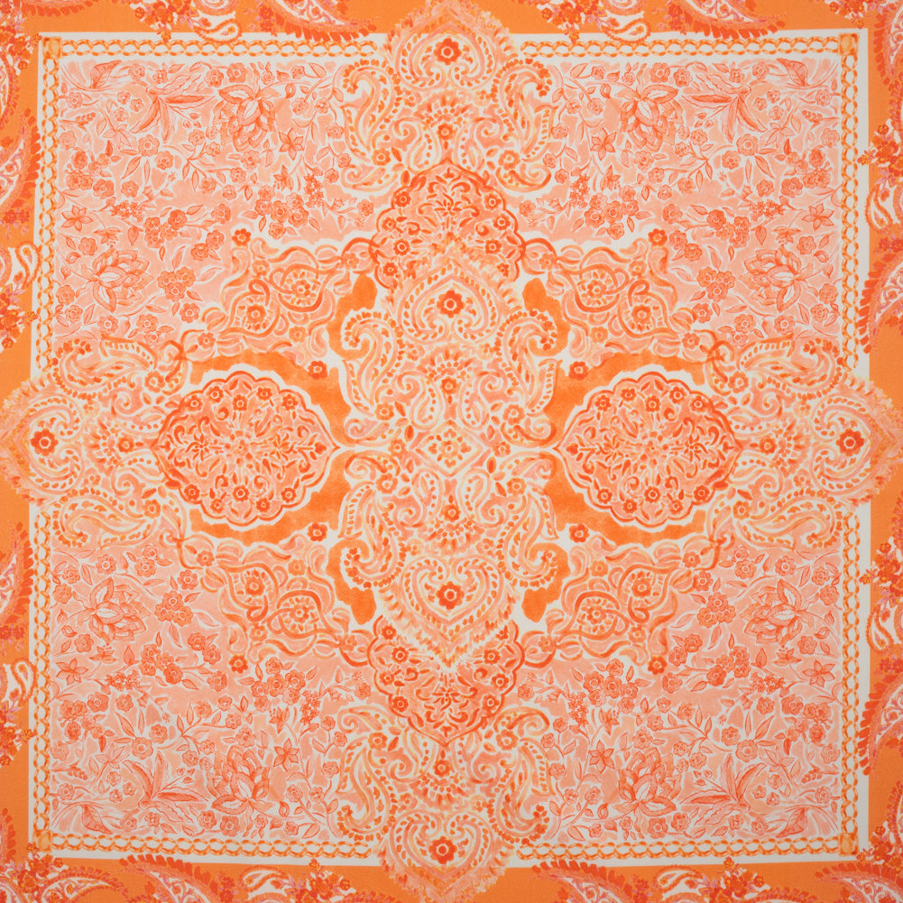 Stretch Cotton Sateen Panel - Orange Paisley Floral - Sicilian Summer Print - Mood Exclusive Chariot Collection - Joann Fabrics