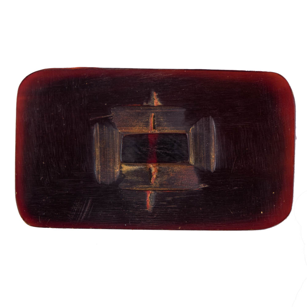 Amber Rectangular Horn Button - 1.375
