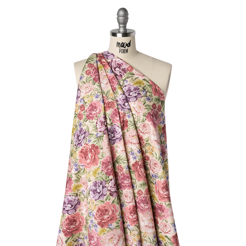 Brushed Cotton Woven - Pale Pink, Purple and Rose Red Blooming Flowers - Mood Exclusive Tender Bloom Print - Joann Fabrics