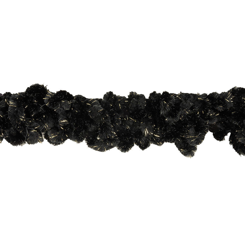 Black and Metallic Gold Chunky Chenille Looped Fringe - 2.25