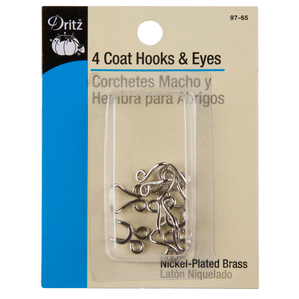 Dritz Nickel-Plated Coat Hooks & Eyes - 4ct - Joann Fabrics