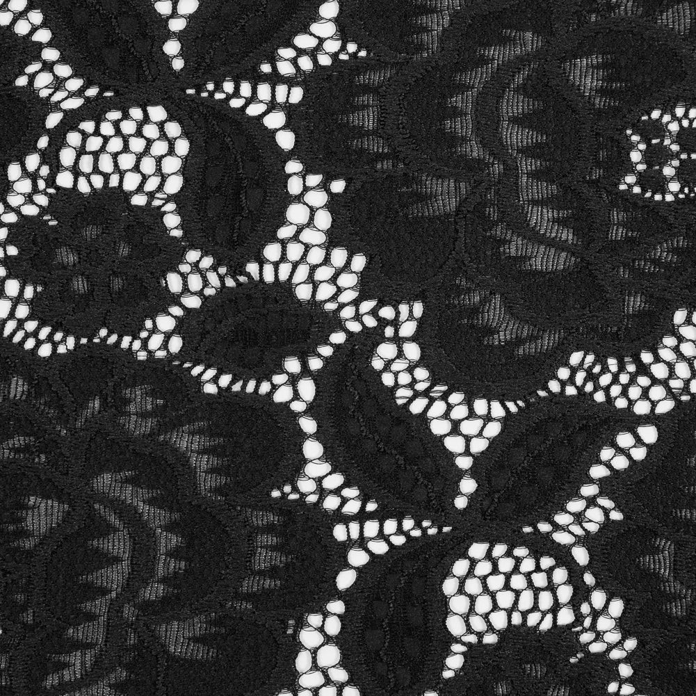 Re-Embroidered Stretch Crochet Lace - Black Roses - Joann Fabrics