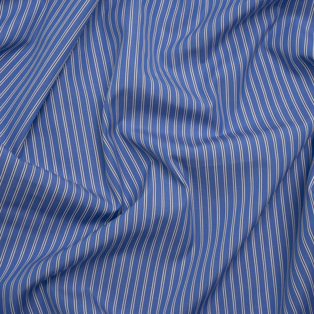 Cotton Poplin - Blue Jasper, Black and White Stripes - Deadstock - Joann Fabrics