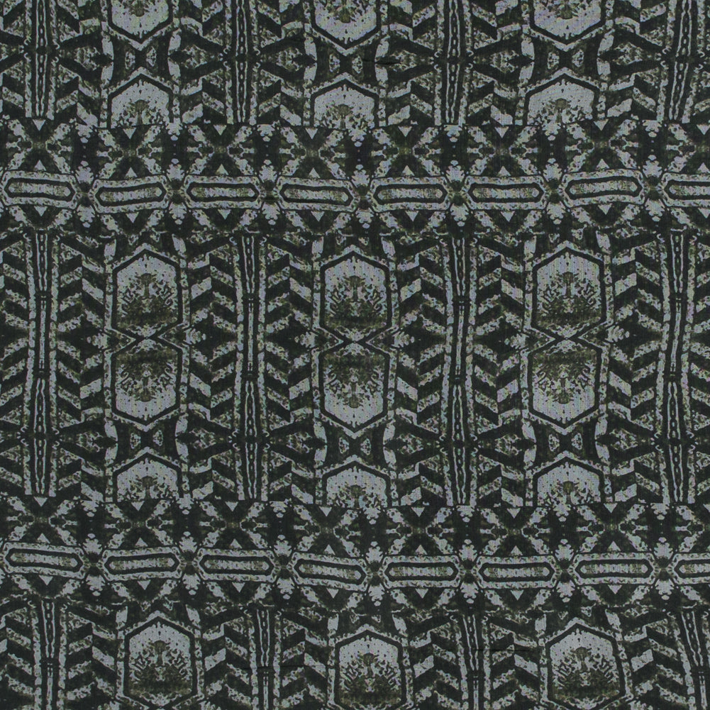 Rifle Green Tribal Printed Silk Chiffon - Joann Fabrics