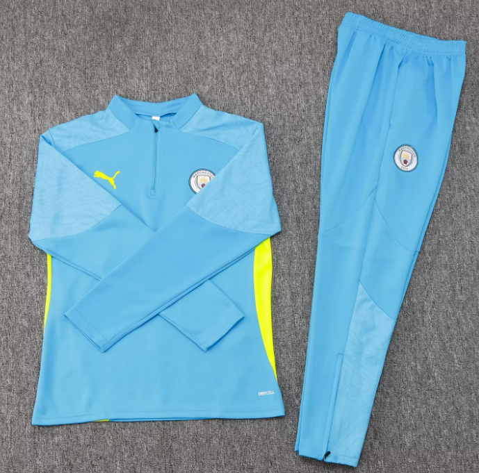 2024/2025 Manchester City Half-Pull Training Suit Bule Football Shirt 1:1 Thai Quality Set