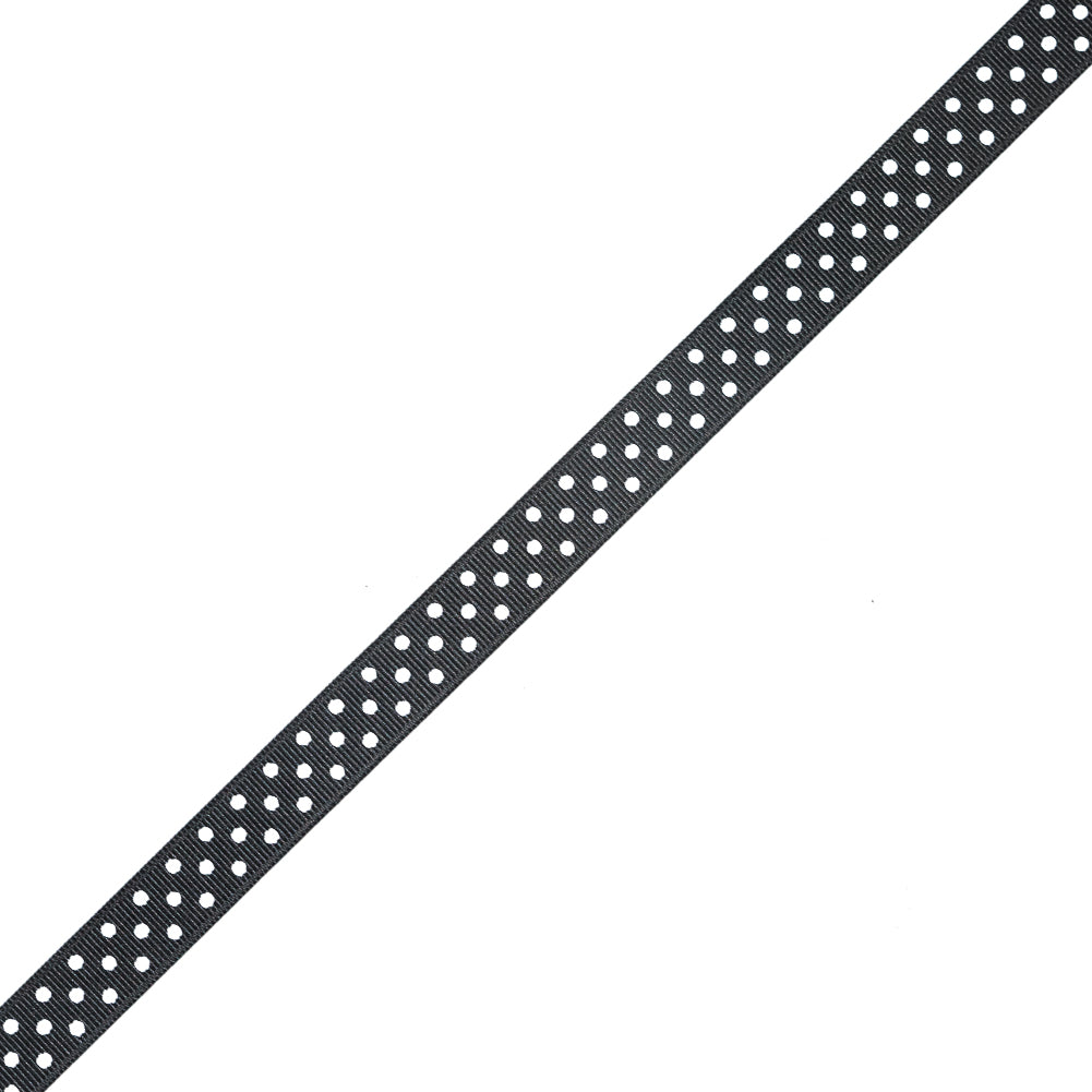 Black and White Polka Dotted Grosgrain Ribbon - 0.625