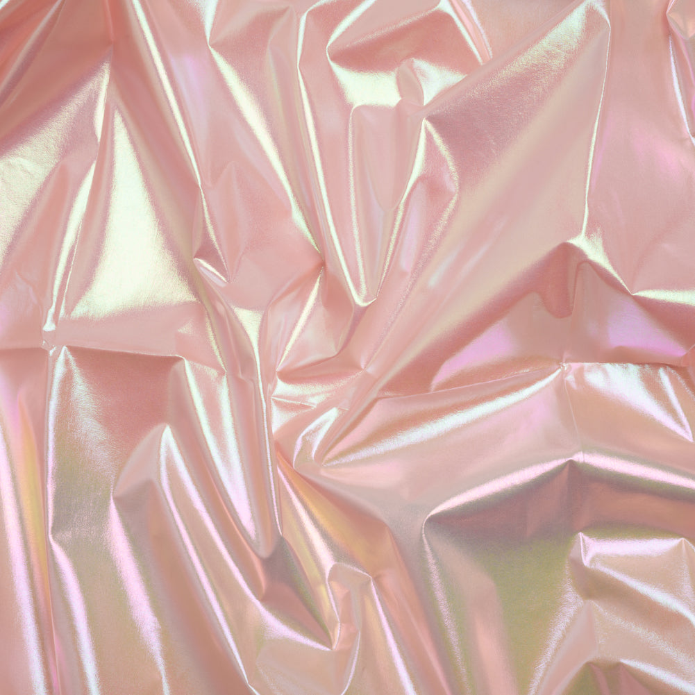 Metallic Lame Jacketing - Pastel Rainbow Ombre Stripe on Baby Pink - Inez Collection - Joann Fabrics