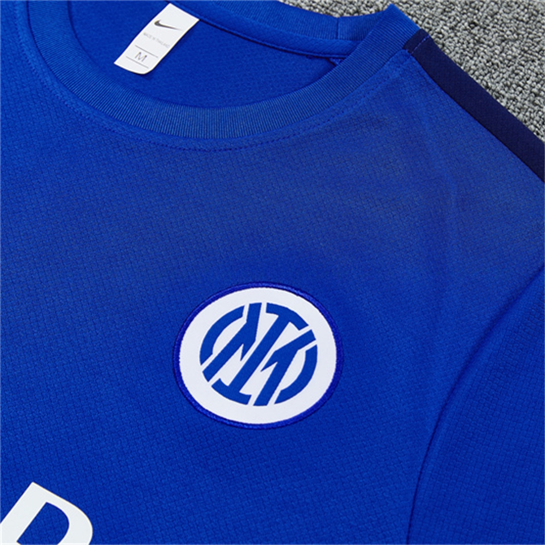 Inter Milan 26-27 Short-Sleeve Kids Training Set - Ocean Blue Top & Deep Blue Shorts - UnitedFutballJersey