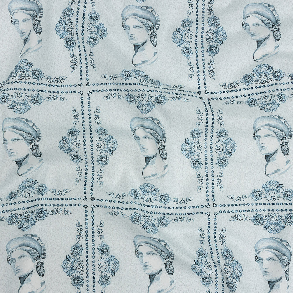 Mood Exclusive Sky Blue Busts of Antiquity Stretch Cotton Poplin - Joann Fabrics