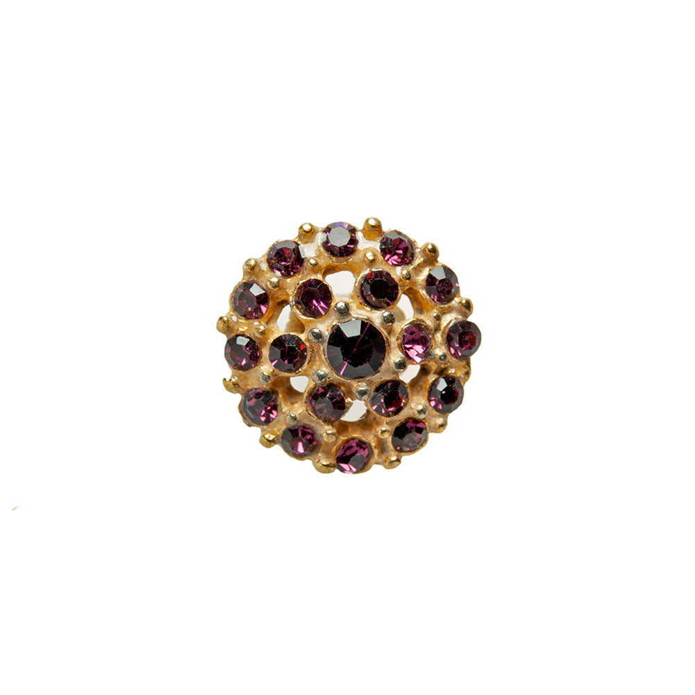 Gold/Purple Rhinestoned Metal Shank Back Button - 22L/14mm - Joann Fabrics