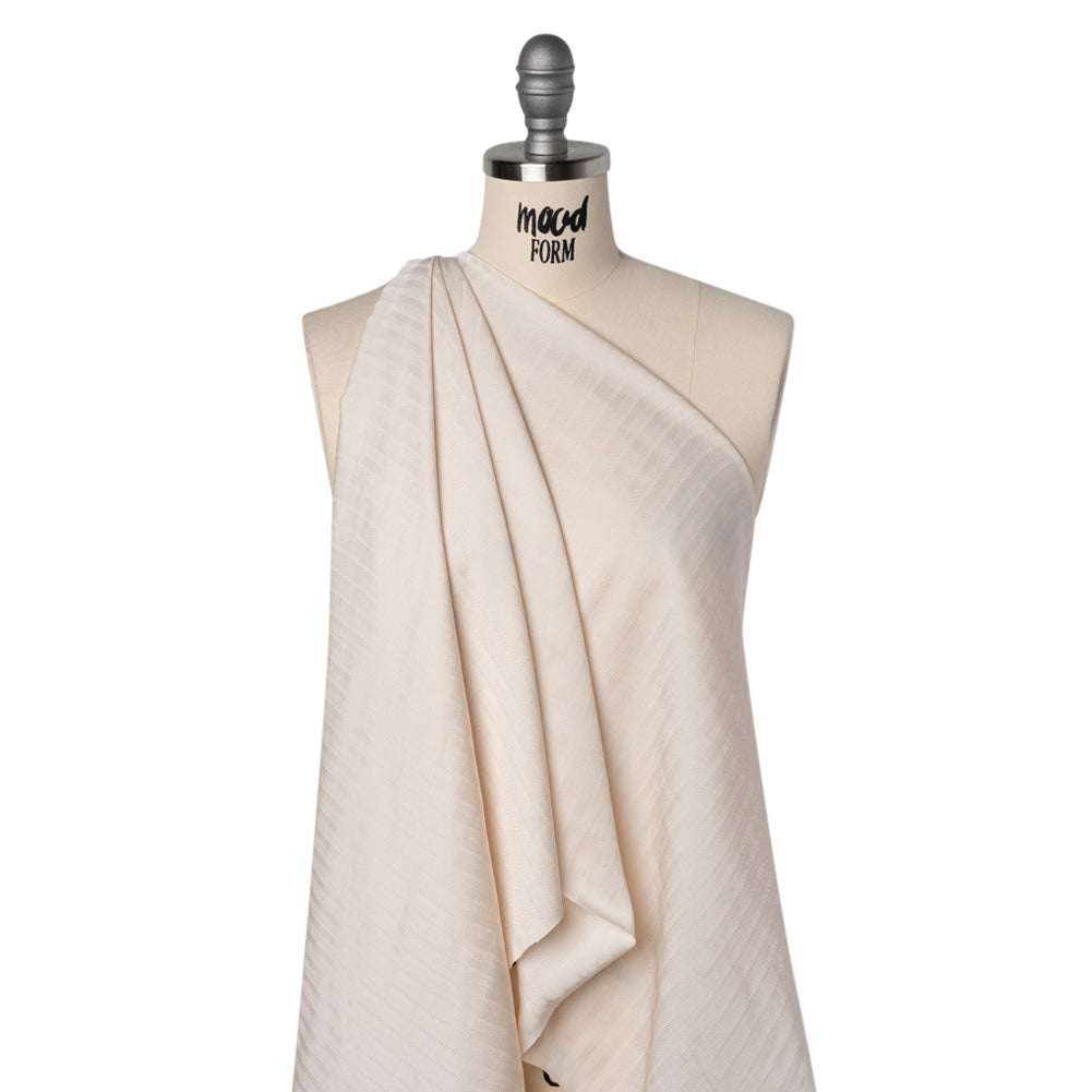 Fluid Rayon Twill - Cream Herringbone Stripes - Famous Australian Designer Deadstock - Joann Fabrics