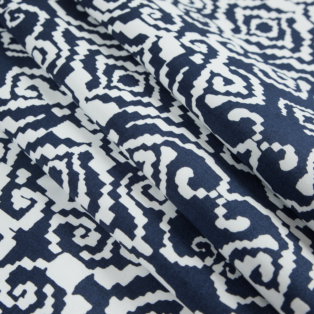 Navy/White Printed Stretch Cotton Sateen - Joann Fabrics