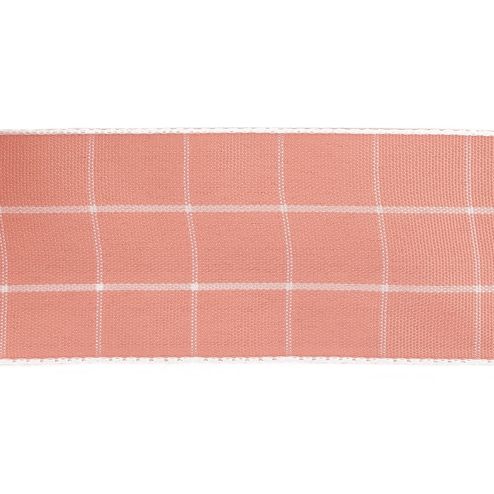 Pink Icing and White Windowpane Check Woven Ribbon - 1.5