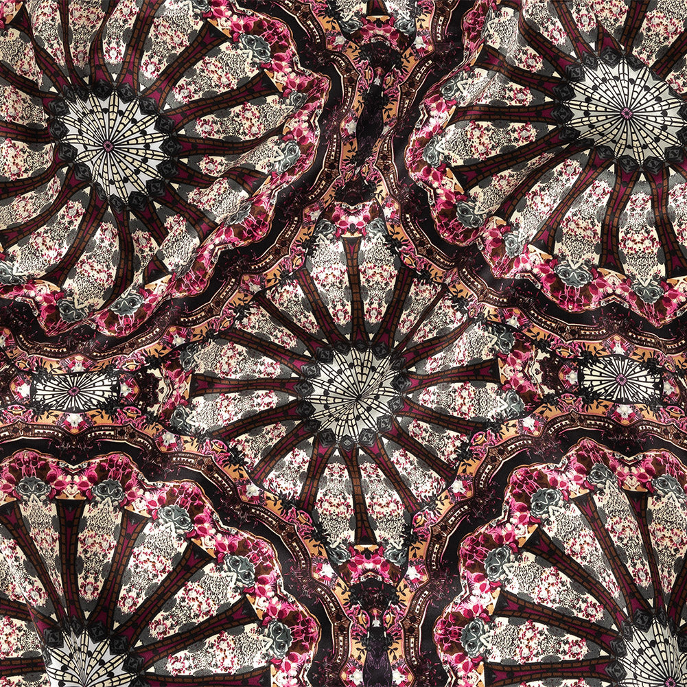 Magenta, High Rise and Cream Floral Medallions SIlk Charmeuse - Joann Fabrics