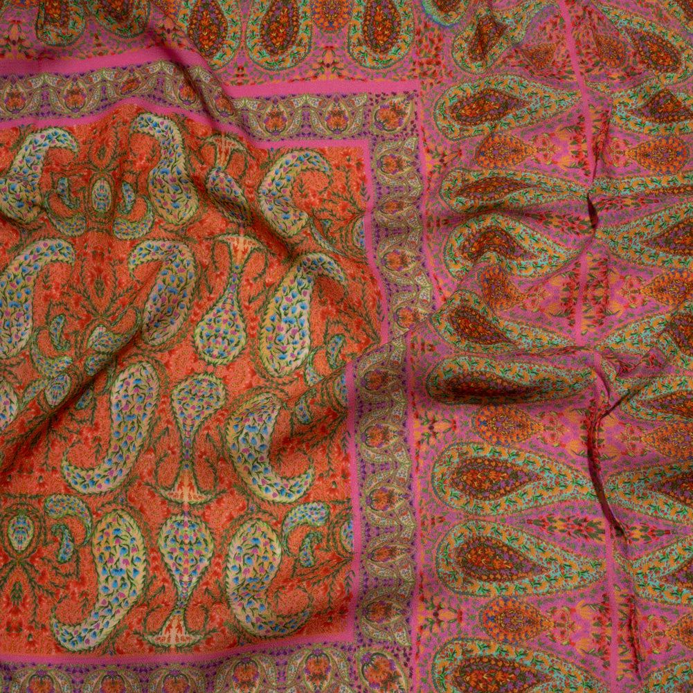 Sustainable Viscose Crepe Panel - Pink Paisley Squares - Laputa's Groundkeeper Print - Mood Exclusive Gisele Collection - Joann Fabrics