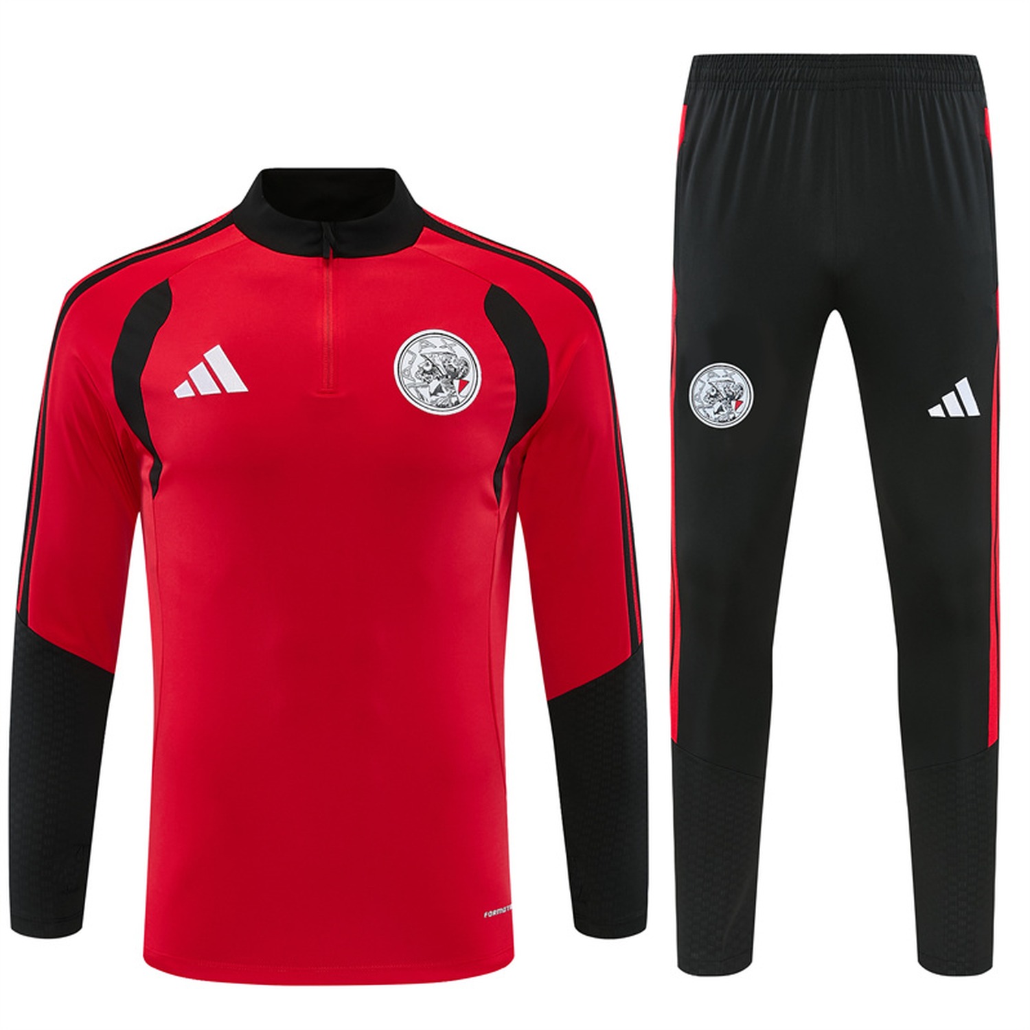 Ajax 26-27 Kids Long Sleeve Training Set - Red Top & Black Pants - UnitedFutballJersey
