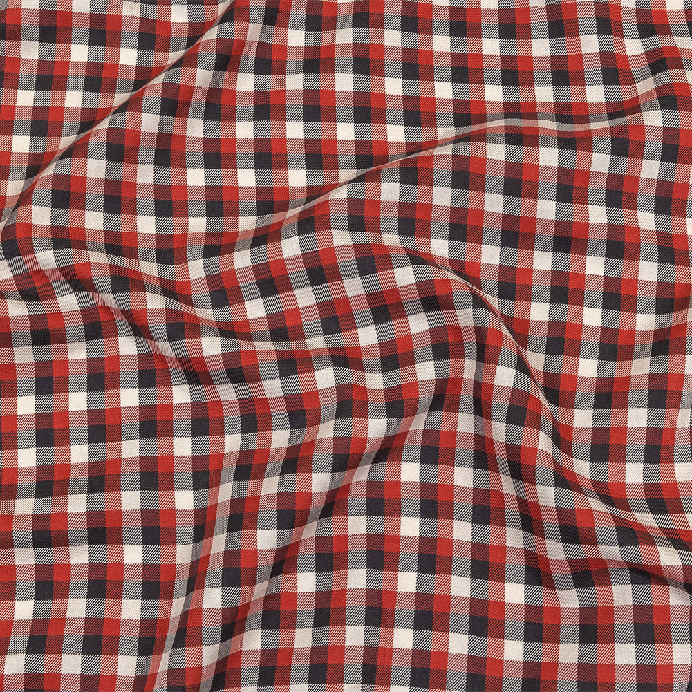 Red, Black and White Checkered Twill Cotton Shirting - Joann Fabrics