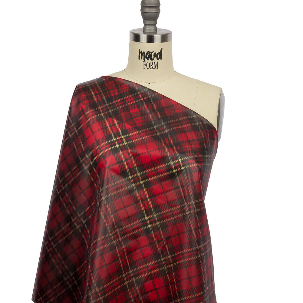 Red, Black and Yellow Diagonal Plaid Lightweight Translucent Vinyl - Joann Fabrics