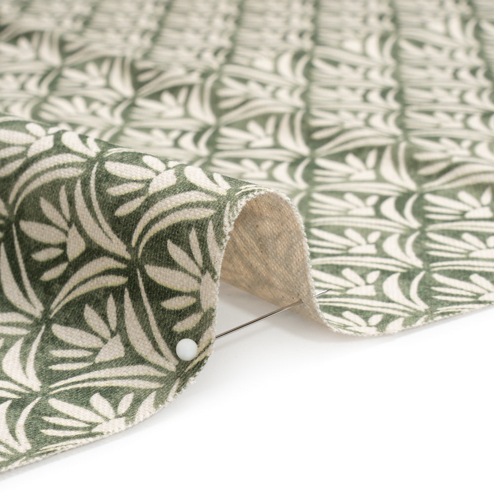 Cotton and Linen Canvas Print - Olive Floral Arches - British Imported - Joann Fabrics