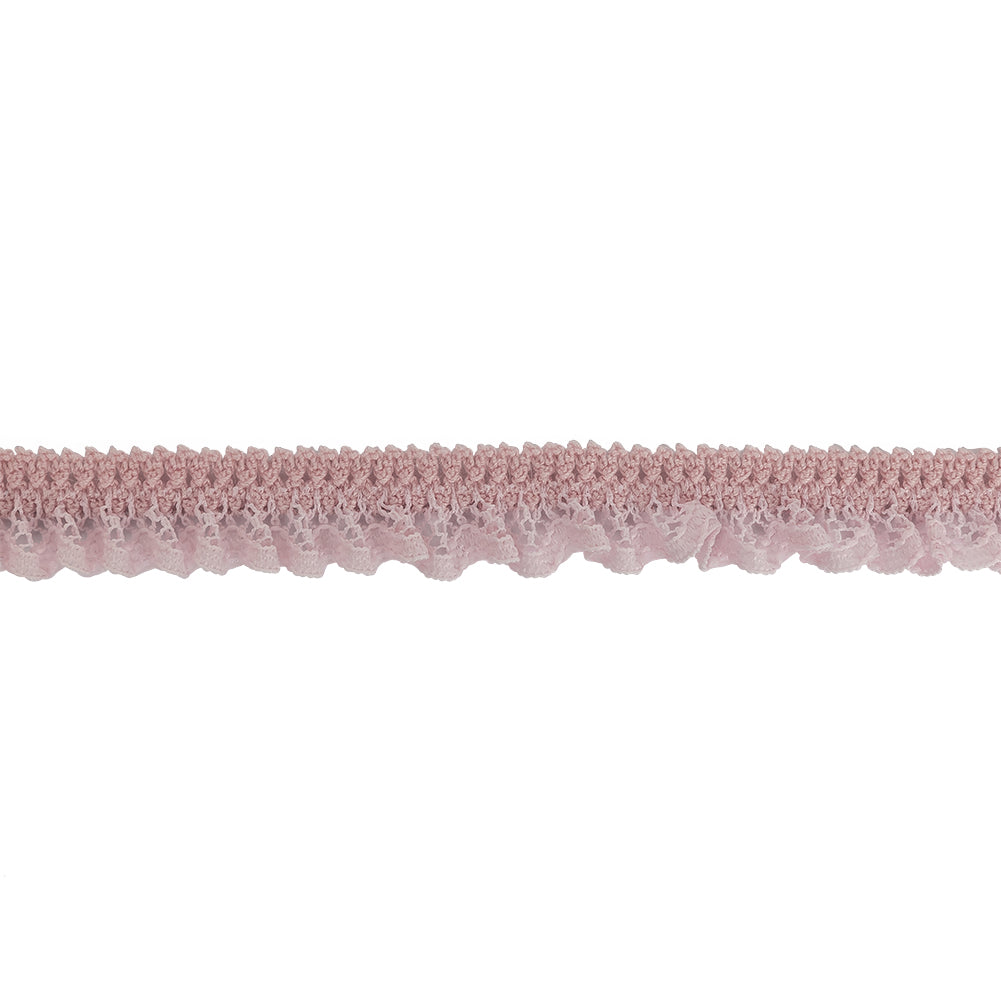 Primrose Pink Ruffled Stretch Lace Trimming - 0.625