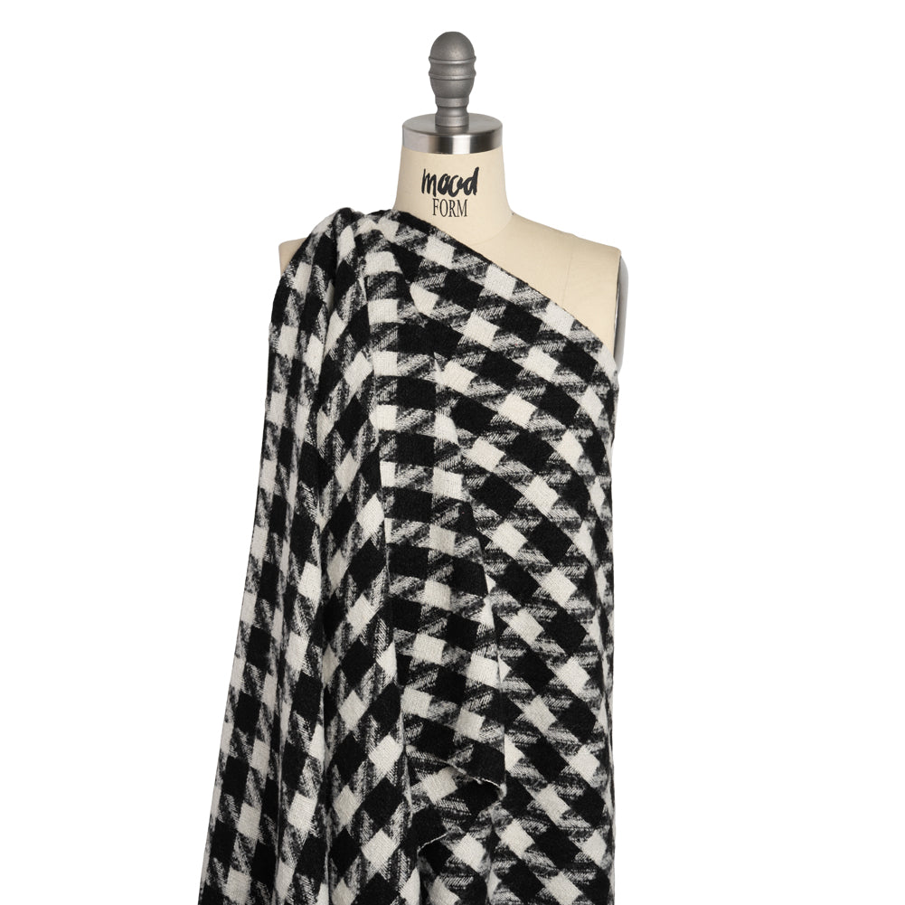 Acrylic Boucle Tweed - Black and Cream Houndstooth - Deadstock - Joann Fabrics