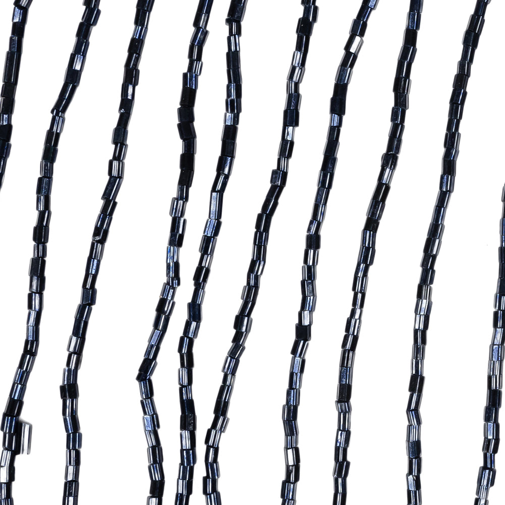 Dark Blue Beaded Fringe on Braided Lip - 5