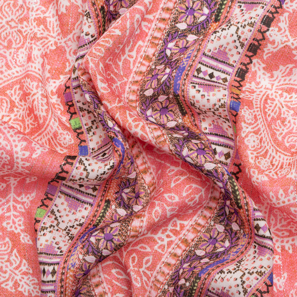 Mood Exclusive Pink Bandana Bonanza Metallic Striped Viscose Dobby - Joann Fabrics