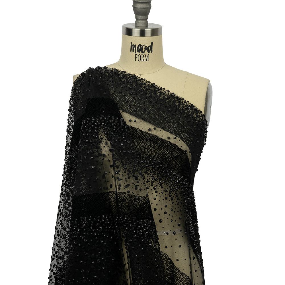 Flocked Puffy Glitter Tulle - Black Abstract Stripes - Joann Fabrics