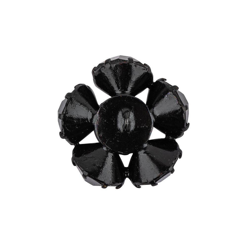 Vintage Swarovski Jet Rhinestones and Jet Plated Metal Floral Shank Back Button - 38L/24mm - Joann Fabrics