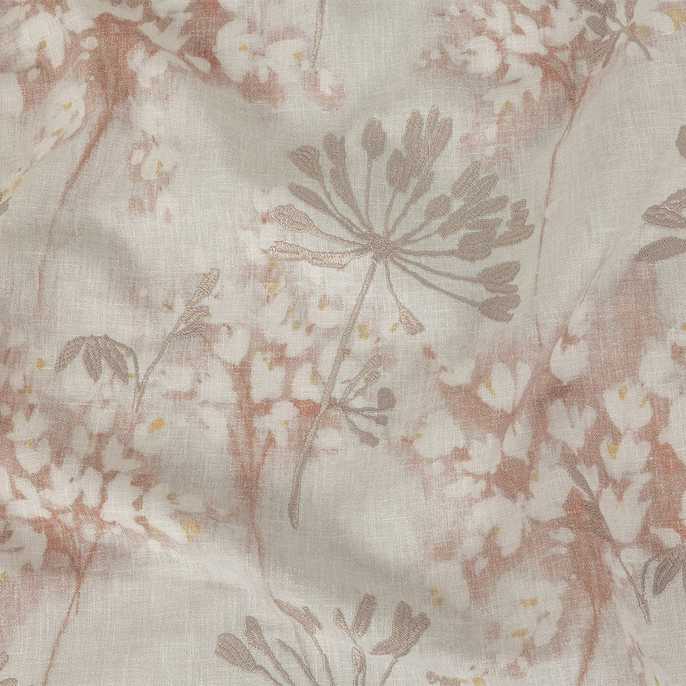 Printed and Embroidered Drapery Canvas - Dusky Pink Floral - British Imported - Joann Fabrics