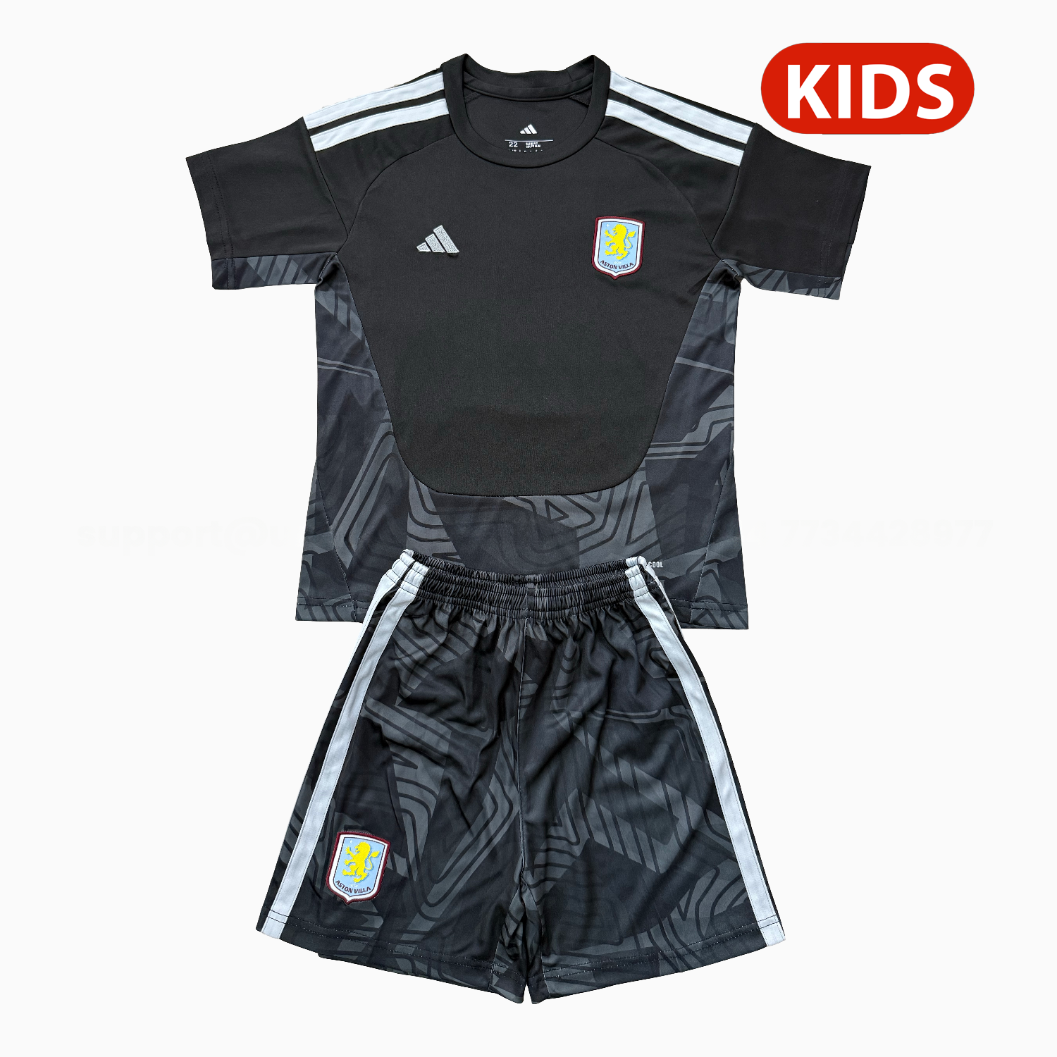Aston Villa 26-27 Black Goalkeeper Kids Kit - UnitedFutballJersey